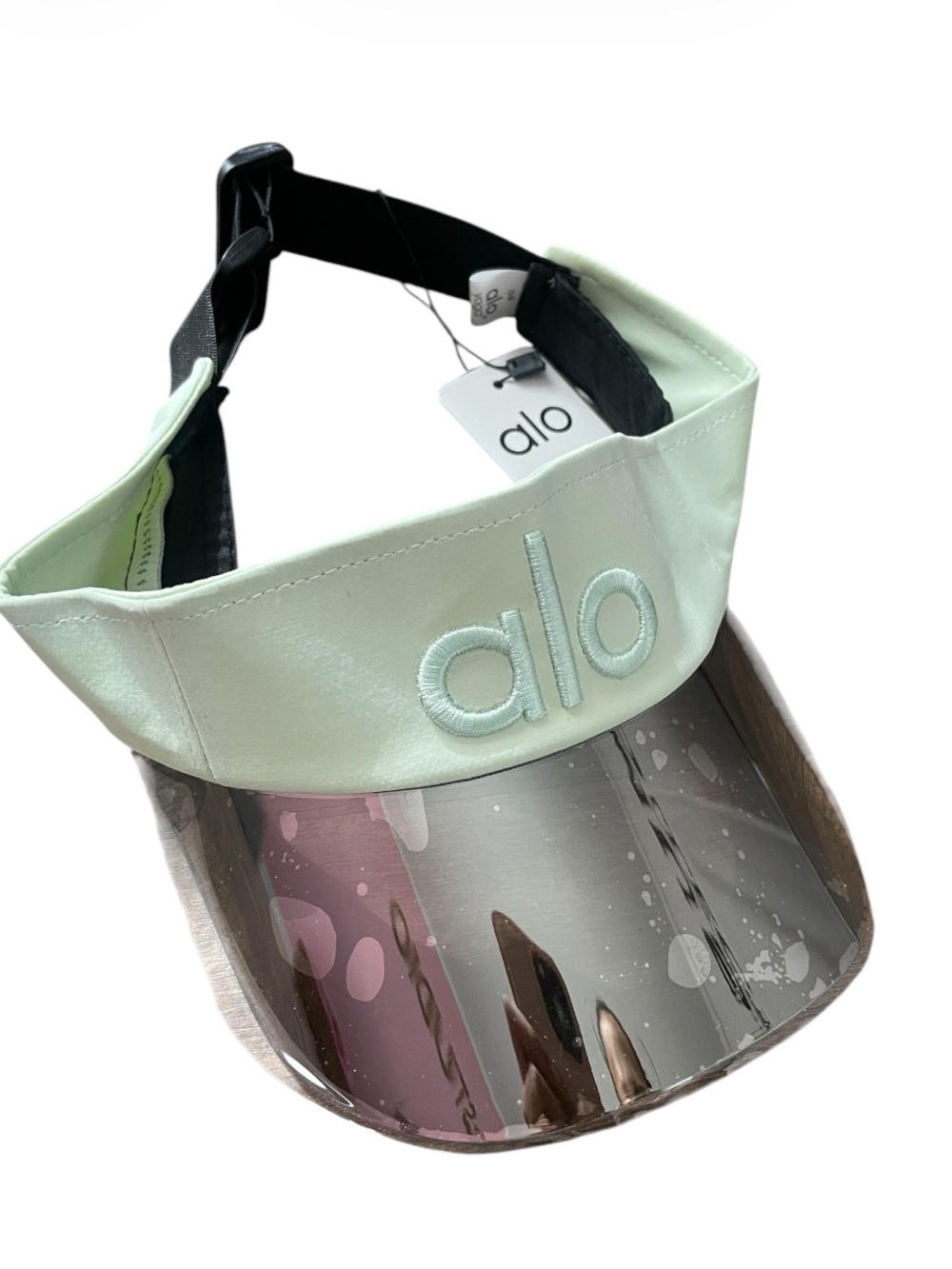 Alo Mint Green Visor with Iridescent Shield